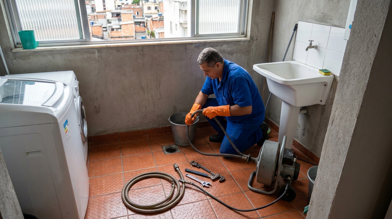 Desentupimento de ralo com equipamento em Mogi das Cruzes‑SP