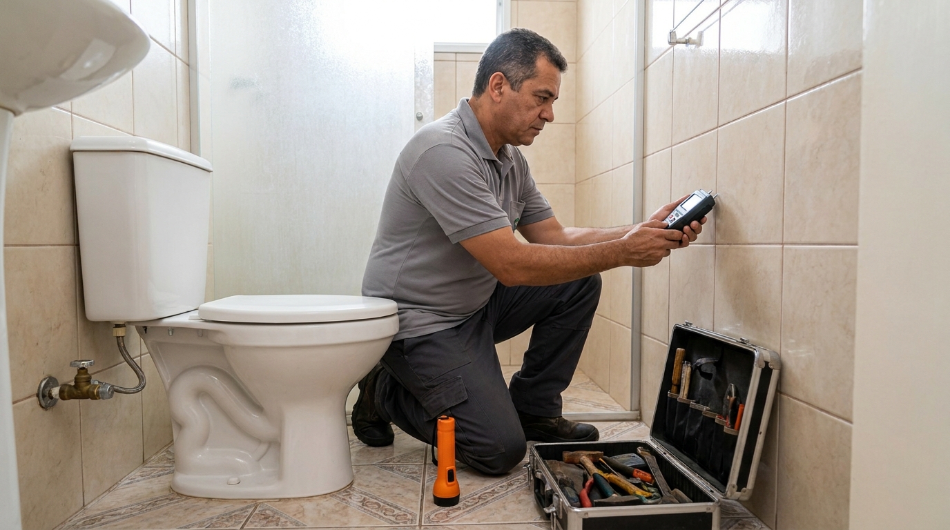 Técnico de caça vazamento com detector em Mogi das Cruzes‑SP